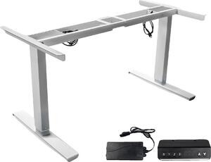 Struttura per scrivania regolabile in altezza, design ergonomico, robusta struttura in metallo, bianco, a due sezioni