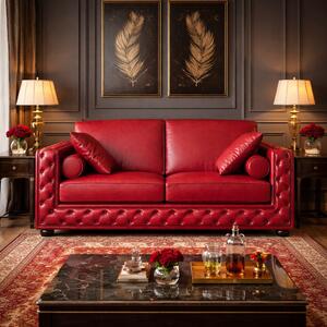 Divano Dimora Chesterfield Pelle Primo Fiore Premium - Design Classico