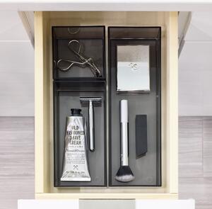 Organizer da bagno nero opaco per cosmetici in plastica riciclata in set di 3 pezzi Stack & Slide - iDesign