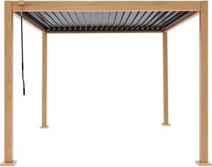 Pergola bioclimatica GAYA - struttura in alluminio e acciaio - L300 x P300 x H240 cm - aspetto legno