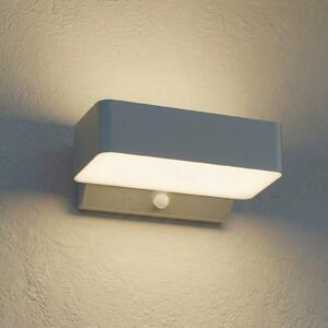 Applique da esterni LED Lindby Fando, argento opaco, con sensore, IP44 Fando, Alluminio / Grigio / Zincato, Alluminio