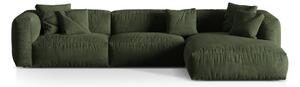 Divano angolare componibile verde (con penisola a destra/con chaise lounge) con rivestimento in velluto Martina – Micadoni