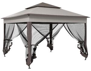 Outsunny Gazebo Pieghevole con Pareti Laterali Grigio 3,25 x 3,25 x 2,7 m