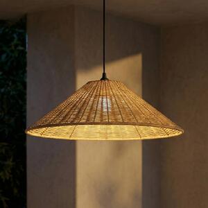 Lucande Lampada a sospensione da esterno Taniola, 1 luce, conica, Ø 60 cm Taniola Lucande, dimmerabile, Legno scuro, Legno, Campagna / Rustiche