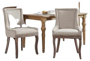 Sedia da pranzo, struttura in legno massello, schienale alto, CQY-beige