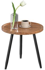 HOMCOM Tavolino da Caffè Rotondo con Bordo Rialzato e 3 Gambe, in Legno e Acciaio, Ø40x39 cm, Nero e color Legno | Aosom Italy