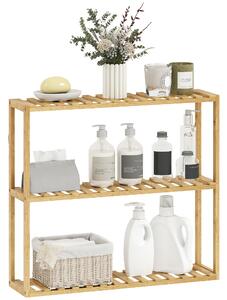HOMCOM Scaffale da bagno in bambù regolabile, scaffale da bagno a 3 livelli, 60 x 15 x 54 cm, effetto legno naturale | Aosom Italy