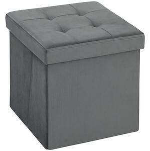 HOMCOM Pouf pieghevole con spazio di stivaggio, scatola contenitore, schiuma, MDF, Grigio | Aosom Italy