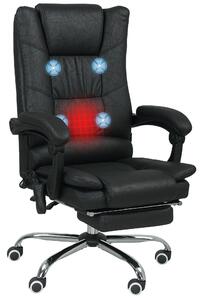 Vinsetto Sedia con Massaggio per Ufficio, Incluso Poggiapiedi, Altezza Regolabile, 64 cm x 70 cm x 118 cm, Nero | Aosom Italy