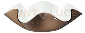 Centrotavola medio soft in cristallo acrilico bianco e marrone