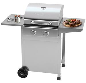 Griglia a gas ProfiCook fino a 350°C | griglie in ghisa | incluso regolatore di pressione del gas e tubo flessibile | 2 bruciatori | griglia a gas | 2 ripiani | PC GG 1309
