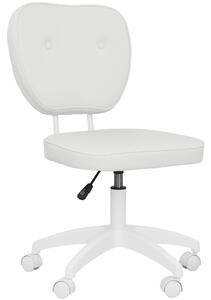 Vinsetto Sedia da Ufficio Girevole Rivestita in PU con Altezza Regolabile Senza Braccioli Portata 120 kg 46x59x82-92 cm Bianco | Aosom Italy