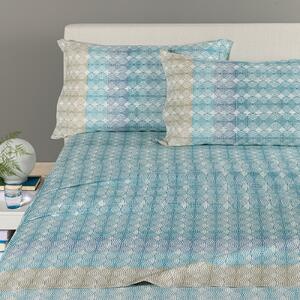 Completo Lenzuola SINGOLO Helios BLU Cotone Caleffi