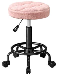 HOMCOM Rollhocker regolabile in altezza Drehhocker 55-66 cm Lavoro Rotelle girevoli 360° Ø50 x 50-66 cm Rosa | Aosom Italy