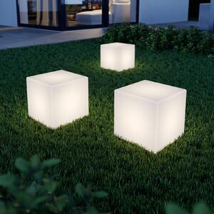 Lampada LED solare Ziva a cubo bianca