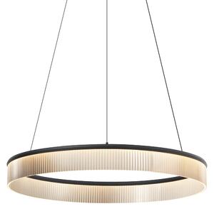 Lampada a sospensione moderna nera 78 cm con LED dimmerabile a 3 livelli - Anello Chandelier