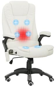 Vinsetto Sedia da Ufficio Ergonomica con Funzione Massaggio, 68 x 72 x 110–120 cm, Crema | Aosom Italy