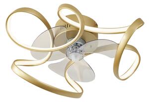 Ventilatore da soffitto ottone 55 cm con LED dimmerabile con telecomando - Mandy