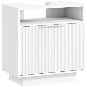 Mobile Sotto Lavabo Bagno 60x33x63 cm Ante Design Canettato in MDF Bianco