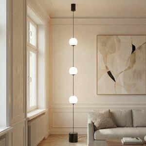 Lampada da terra a LED Darrow Lucande, dimmerabile, Bianco / Opale, Soggiorno / Sala da pranzo, Vetro, Moderno, Lampada LED da terra