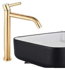 Rubinetto per lavabo, monocomando, montaggio da appoggio, oro spazzolato