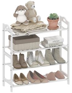 HOMCOM Scaffalatura per Scarpe in Bambù per 12 Paia di Scarpe per Ingresso Corridoio Camera da Letto 67,5x24,7x72 cm Bianco | Aosom Italy