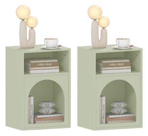 HOMCOM Set di 2 comodini, tavolo da notte con scomparti aperti, design arrotondato, 40 x 30 x 60 cm, verde chiaro | Aosom Italy