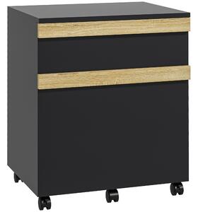 Vinsetto Caisson da ufficio con ruote con 2 cassetti scorrevoli porta documenti 48 x 40 x 59,5 cm nero | Aosom Italy