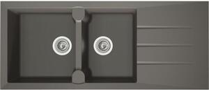 Lavello da incasso a doppia vasca + 1 scolapiatti Aloa - Materiale sintetico - 116 x 50 cm - Grigio cemento