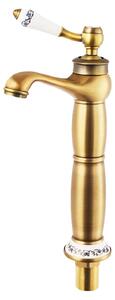 Miscelatore per lavabo, realizzato in ottone e Vetroceramica di lunga durata, design vintage, finitura dorata