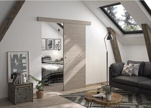 OPTIMUM - Kit porta scorrevole + binario + listello Verona - A. 204 x L. 83 x P. 4 cm - Rovere taupe