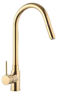Rubinetto da cucina estraibile, in ottone, orientabile a 360°, lunghezza estensibile 1,5 m, montaggio a filo, portata 8,4-17,4 l/min (2,22-4,6 gal/min)
