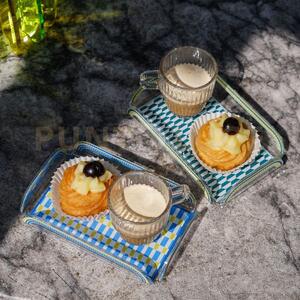 Happy coffee set 2 tazzine e vassoietto in cristallo acrilico deco