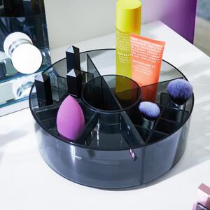 Organizzatore da bagno nero opaco per cosmetici in plastica riciclata Cosmetic Carousel - iDesign