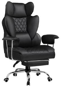 Sedia da gaming, supporto lombare a molle, design ergonomico, nero (pelle)