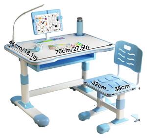 Set sedia da scrivania per bambini, regolabile in altezza, leggio inclinabile, blu