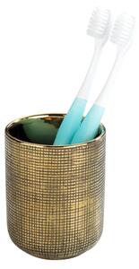 Tazza per spazzolino da denti in ceramica dipinta a mano, color oro Rivara - Wenko