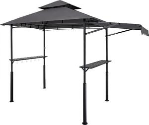 Padiglione per barbecue 2430x1500x500 mm - Tettoia per barbecue all'aperto - Tettoia per gazebo BBQ a 2 livelli - Padiglione da giardino con doppio tetto e gambe di sostegno rinforzate - Tenda per patio, cortile e giardino