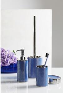 Bicchiere per spazzolino da denti in ceramica blu con dettagli in argento Nuria - Wenko