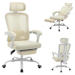 Sedia da ufficio, design ergonomico, supporto lombare regolabile, beige