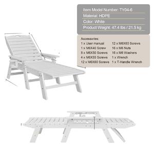 Poltrona reclinabile, schienale regolabile, portata massima 181 kg, bianco