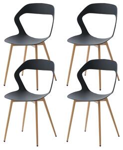 Sedia da pranzo, design ergonomico, stile moderno minimalista, nera - 4 pezzi