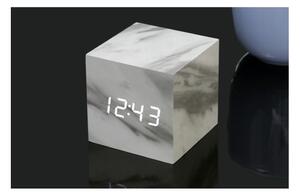 Sveglia grigia con decoro in marmo e display a LED bianco Orologio Cube Click - Gingko