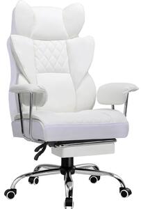 Sedia da gaming, supporto lombare a molle, design ergonomico, bianco (pelle)