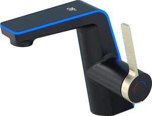 Rubinetto per lavabo, display a LED alimentato a energia idroelettrica, doppia modalità di getto, nero, finitura: include tubo flessibile da 60 cm