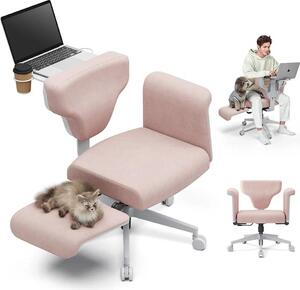 Sedia da ufficio, design ergonomico, schienale regolabile, rosa