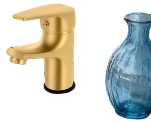 Rubinetto per lavabo, in ottone, maniglia ergonomica, dorato