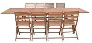 Set da pranzo da giardino per 8-12 persone - Tavolo allungabile 200/250/300 x 100 cm + 6 sedie - Legno di eucalipto
