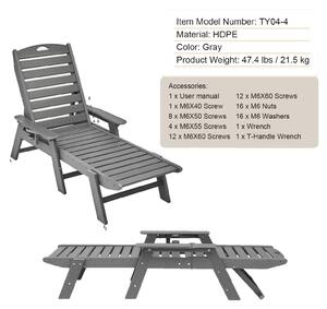 Poltrona reclinabile, schienale regolabile, portata massima 181 kg, grigio