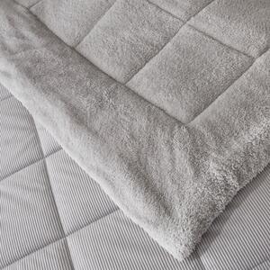 Copriletto trapuntato grigio chiaro in micro felpa per letto matrimoniale 200x220 cm Cosy Cord - Catherine Lansfield